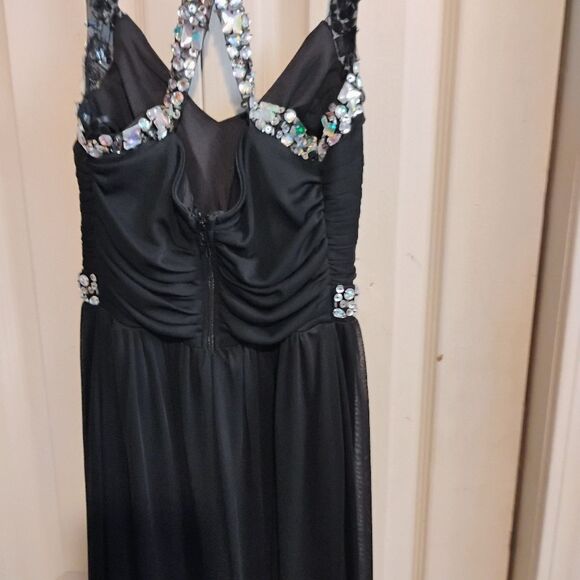 City Triangles Black Silver Halter Maxi Dress - Picture 11 of 11